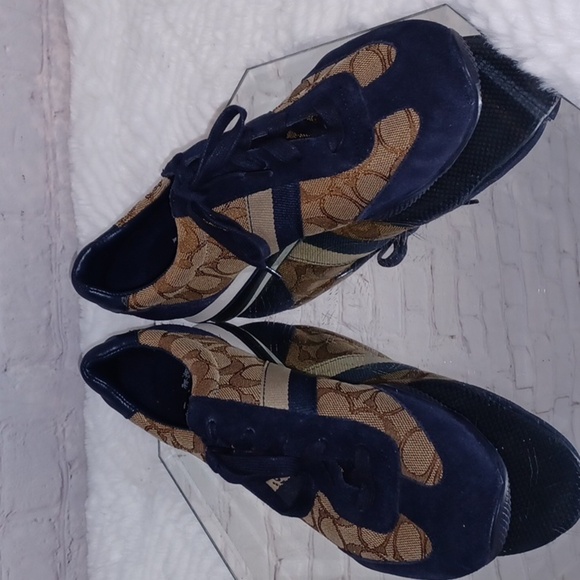 Y2K Coach Logo New York New Womans Brown & Black Suede Sneakers 9 M - Picture 6 of 13